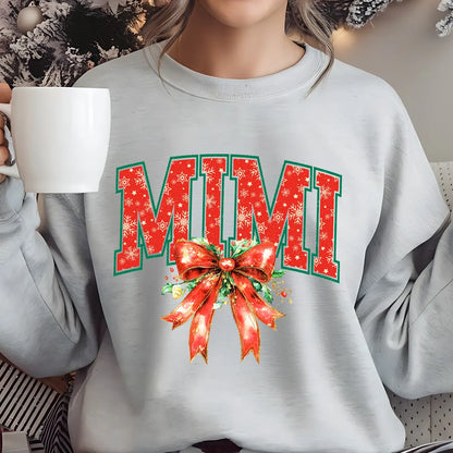 Sweatshirt featuring a Christmas-themed DTF transfer.
