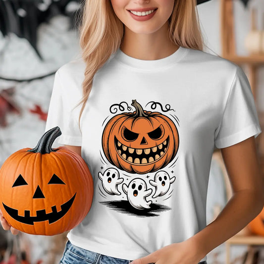 Sweatshirt featuring a Halloween-themed DTF transfer.