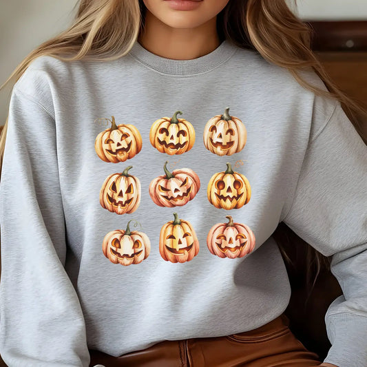 Sweatshirt featuring a Halloween-themed DTF transfer.