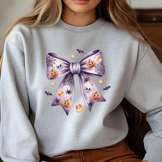 Sweatshirt featuring a Halloween-themed DTF transfer.