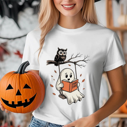Sweatshirt featuring a Halloween-themed DTF transfer.