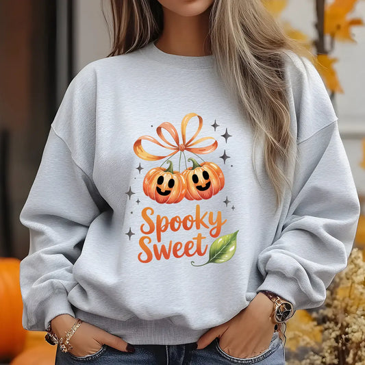 Sweatshirt featuring a Halloween-themed DTF transfer.