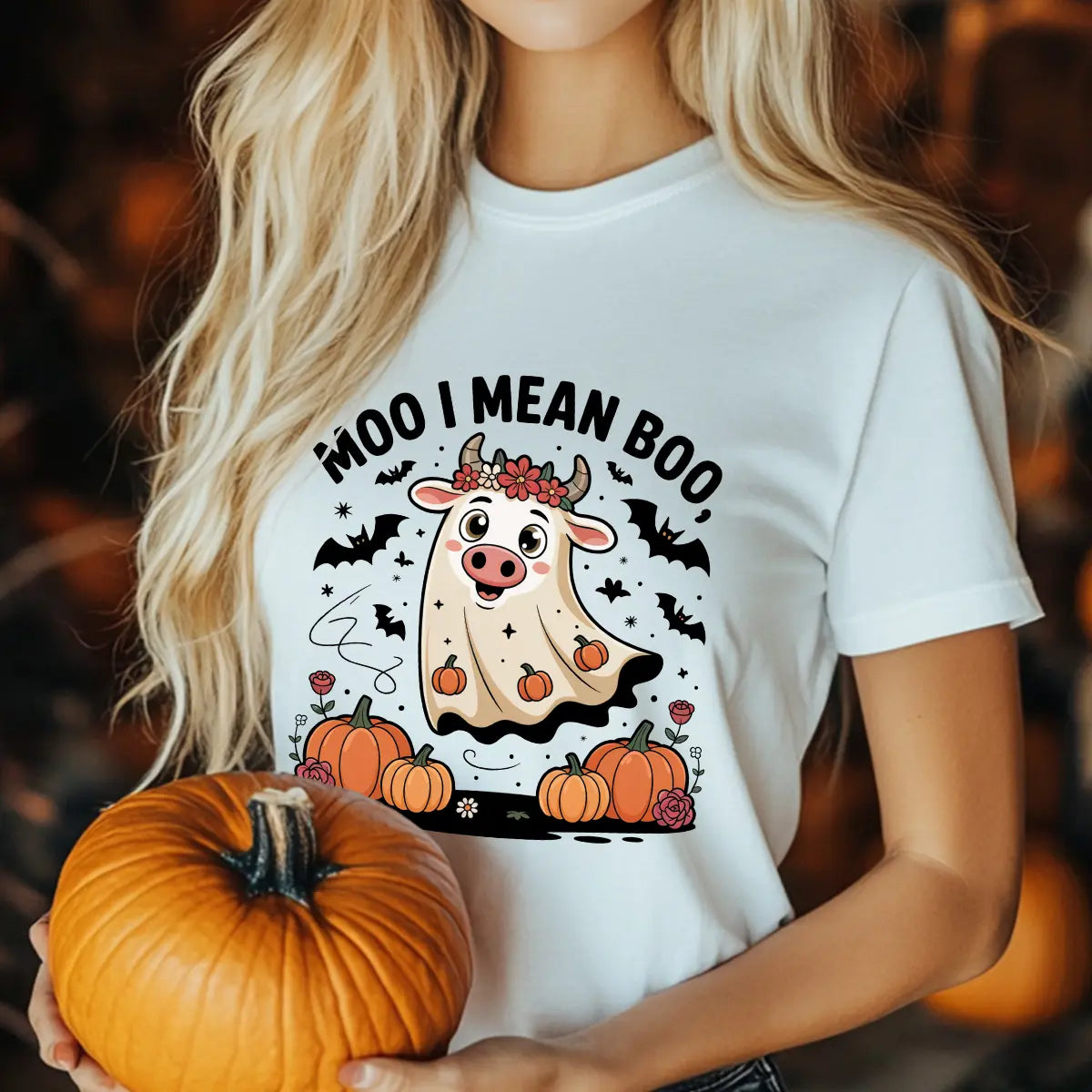 Sweatshirt featuring a Halloween-themed DTF transfer.
