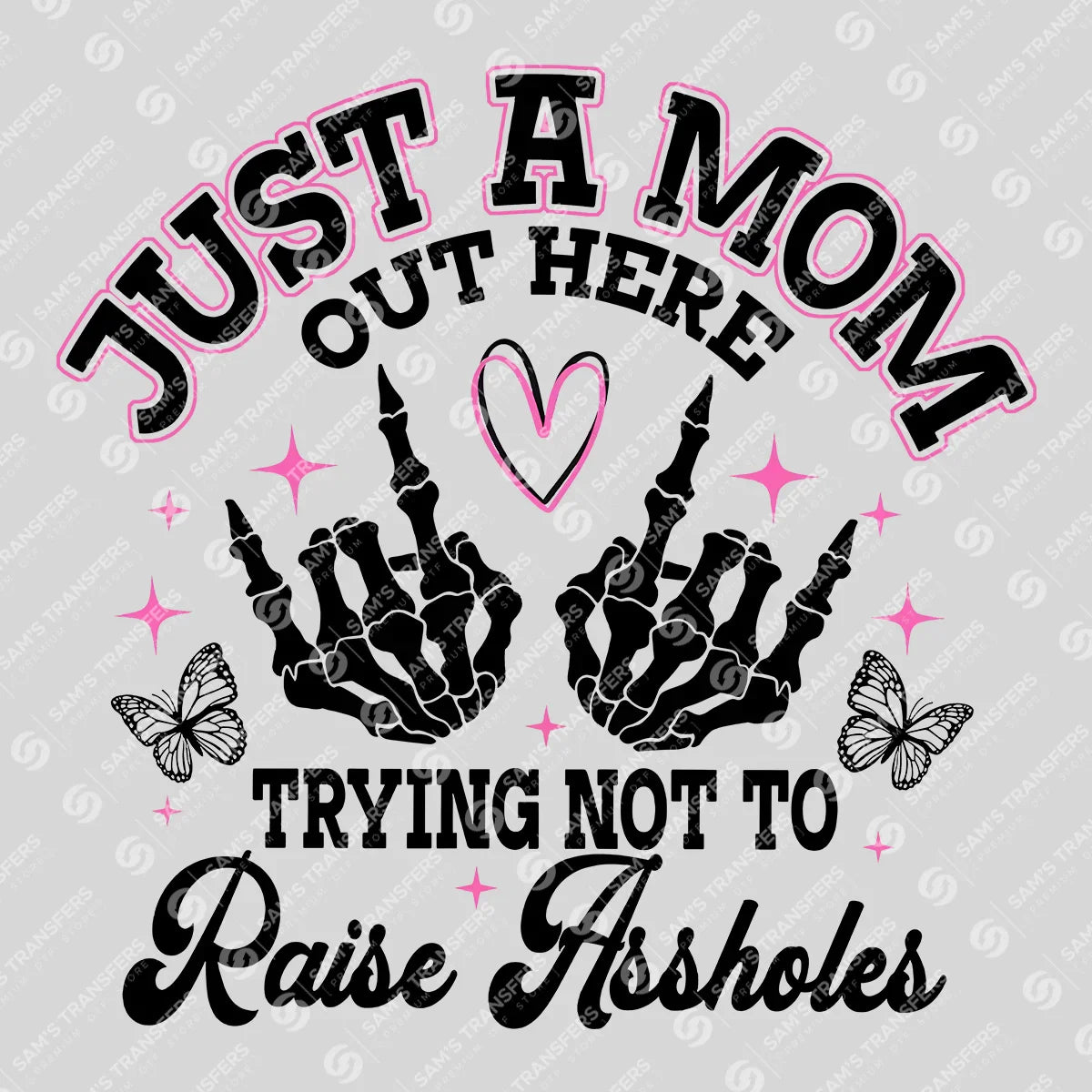 Just a Mom – Pink Heart & Stars DTF Transfer