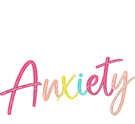 Skeleton peace sign graphic with the phrase “I Came, I Saw, I Had Anxiety So I Left” and colorful rainbow rhinestone-style “Anxiety” text – DTF transfer.