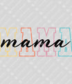 Pastel Block Mama – Stylish Script & Bold Lettering Design Mother's Day DTF Transfers