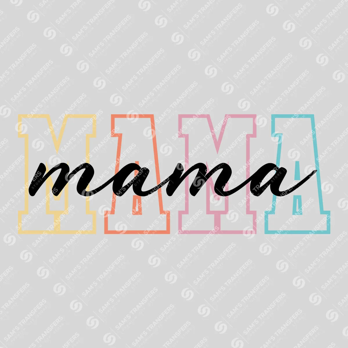 Pastel Block Mama – Stylish Script & Bold Lettering Design Mother's Day DTF Transfers