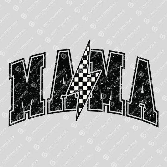 Checkered Lightning Mama – Bold Racer-Inspired Graphic Mother's Day DTF Transfers
