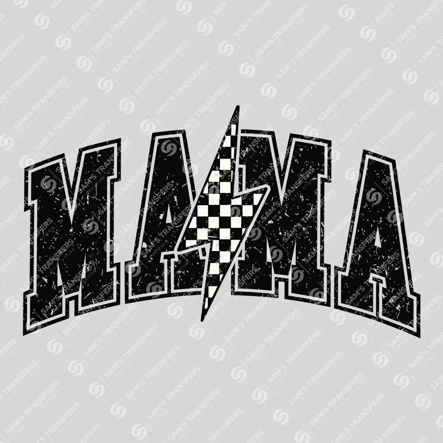 Checkered Lightning Mama – Bold Racer-Inspired Graphic Mother's Day DTF Transfers
