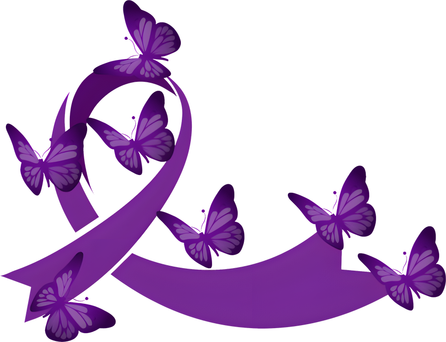 Purple Ribbon with Butterflies – Awareness DTF Transfer
