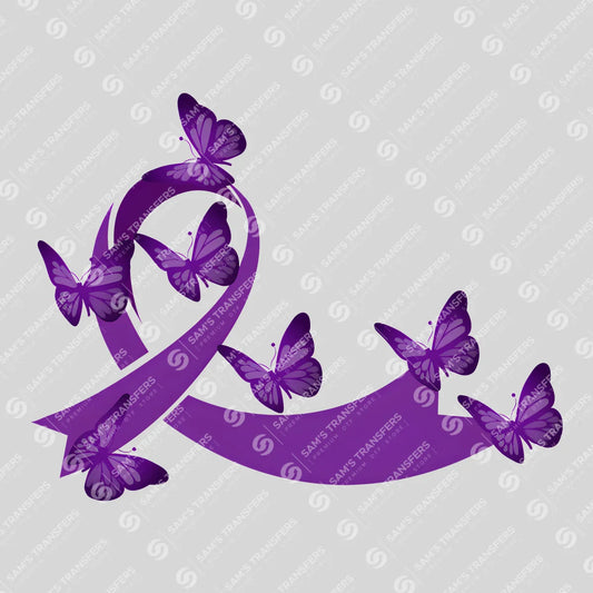 Purple Awareness Ribbon with Butterflies
