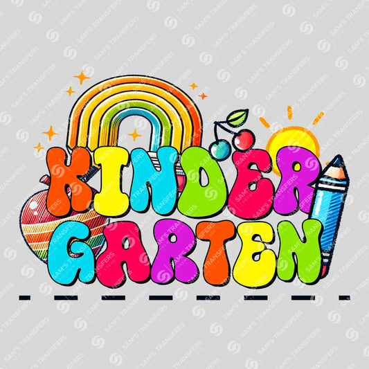 KINDERGARTEN Rainbow DTF Transfer – Colorful Back to School