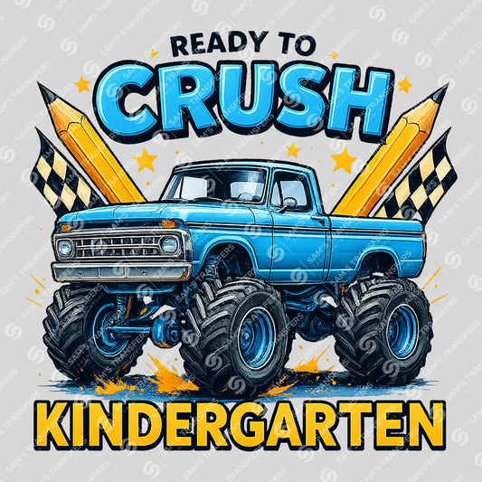 Ready to Crush Kindergarten DTF Transfer – Monster Truck Design