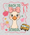 Back to School DTF Transfer – Cute Goose with Bow Design