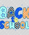 Back to School DTF Transfer – Checkered and Gingham Star Letters