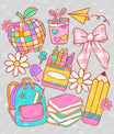 School Supplies DTF Transfer – Colorful Pastel Back-to-School Design