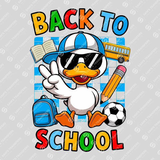 Back to School DTF Transfer – Cool Cartoon Duck Design