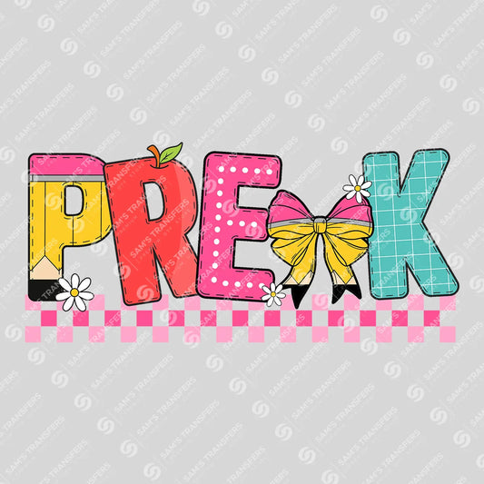 PRE-K Rainbow Letters – Fun Back-to-School DTF Transfer