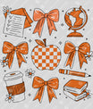 Orange Bows & School Icons – Back-to-School DTF Transfer