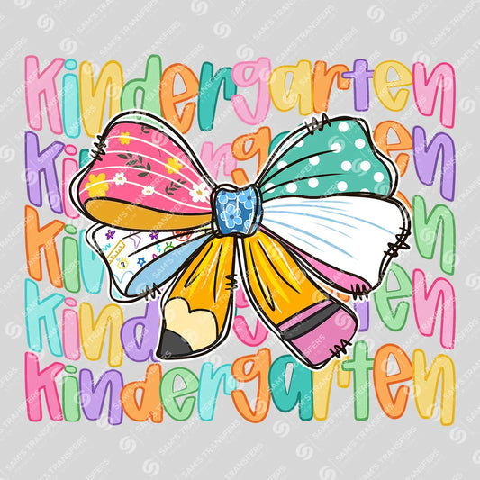 Kindergarten Bow – Colorful Back-to-School DTF Transfer
