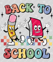 Back to School – Cartoon Pencil & Book DTF Transfer