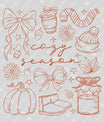 Cozy Season – Fall Icons Outline DTF Transfer