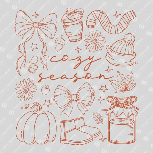 Cozy Season – Fall Icons Outline DTF Transfer