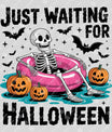 Just Waiting for Halloween – Skeleton Pool Float DTF Transfer