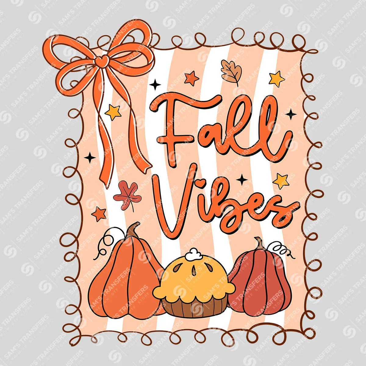 Fall Vibes – Pumpkins & Bow Autumn DTF Transfer
