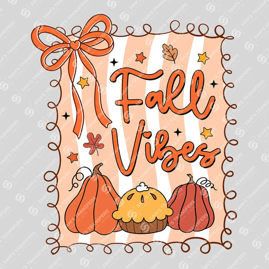 Fall Vibes – Pumpkins & Bow Autumn DTF Transfer