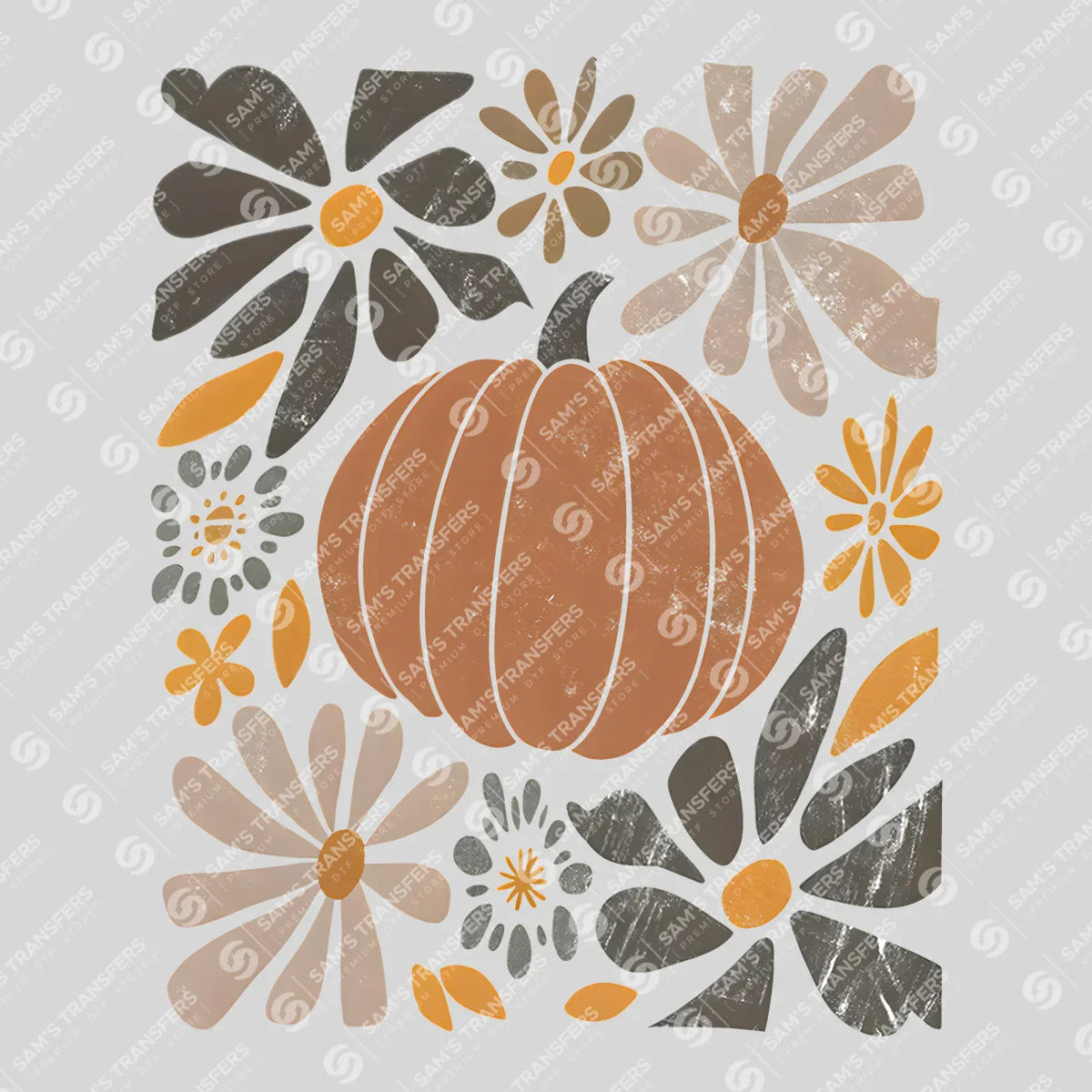 Retro Pumpkin Floral – Autumn DTF Transfer Design
