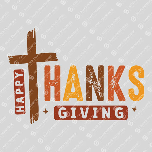 Happy Thanksgiving Cross – Faith-Inspired Fall DTF Transfer