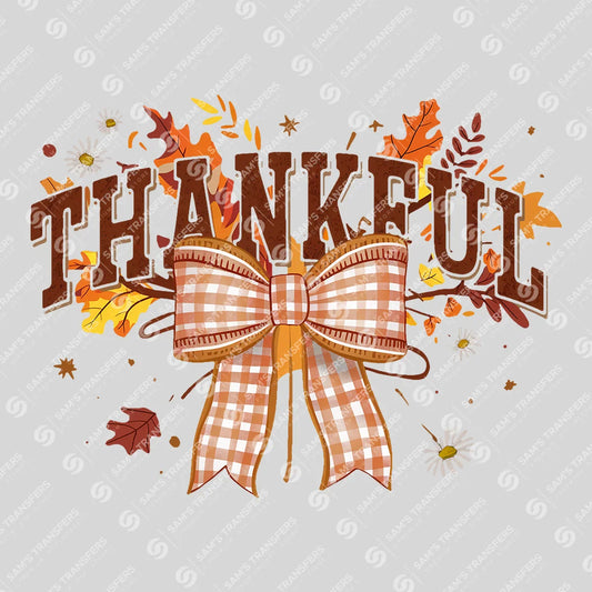 Thankful Fall Leaves & Bow DTF Transfer – Autumn Sweatshirt Print