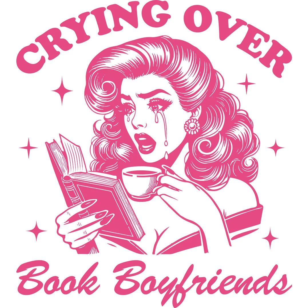 Crying Over Book Boyfriends – Retro Reader DTF Transfer