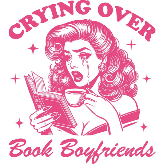 Crying Over Book Boyfriends – Retro Reader DTF Transfer