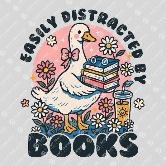 Easily Distracted by Books – Cute Goose & Florals DTF Transfer