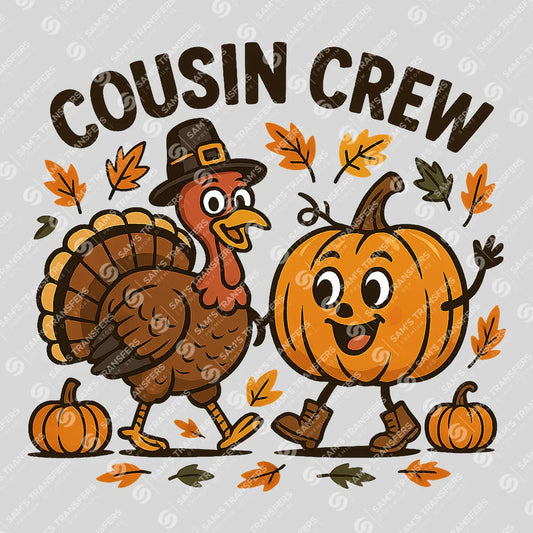 Cousin Crew – Thanksgiving Turkey & Pumpkin DTF Transfer