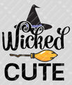 Wicked Cute – Witch Hat & Broom Kids Halloween DTF Transfer