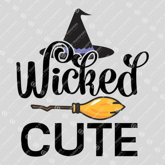 Wicked Cute – Witch Hat & Broom Kids Halloween DTF Transfer
