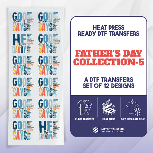 Fathers Day DTF Transfer Bundle | Best Seller Adult-size T-shirt Designs | God Says Bundle-1