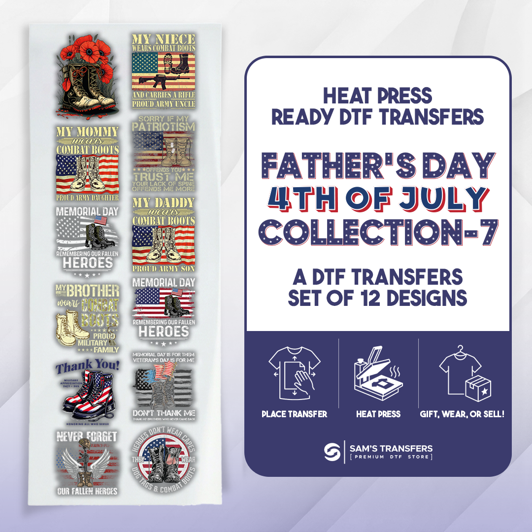 Father's Day 5th of July Related DTF Transfer Bundle | Best Seller Adult-size T-shirt Designs | Bundle-7