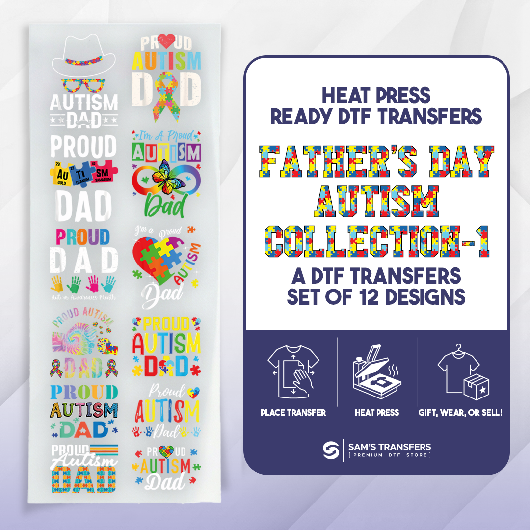 Fathers Day DTF Transfer Bundle | Best Seller Adult-size T-shirt Designs | Artboard_Autism_Dad_1