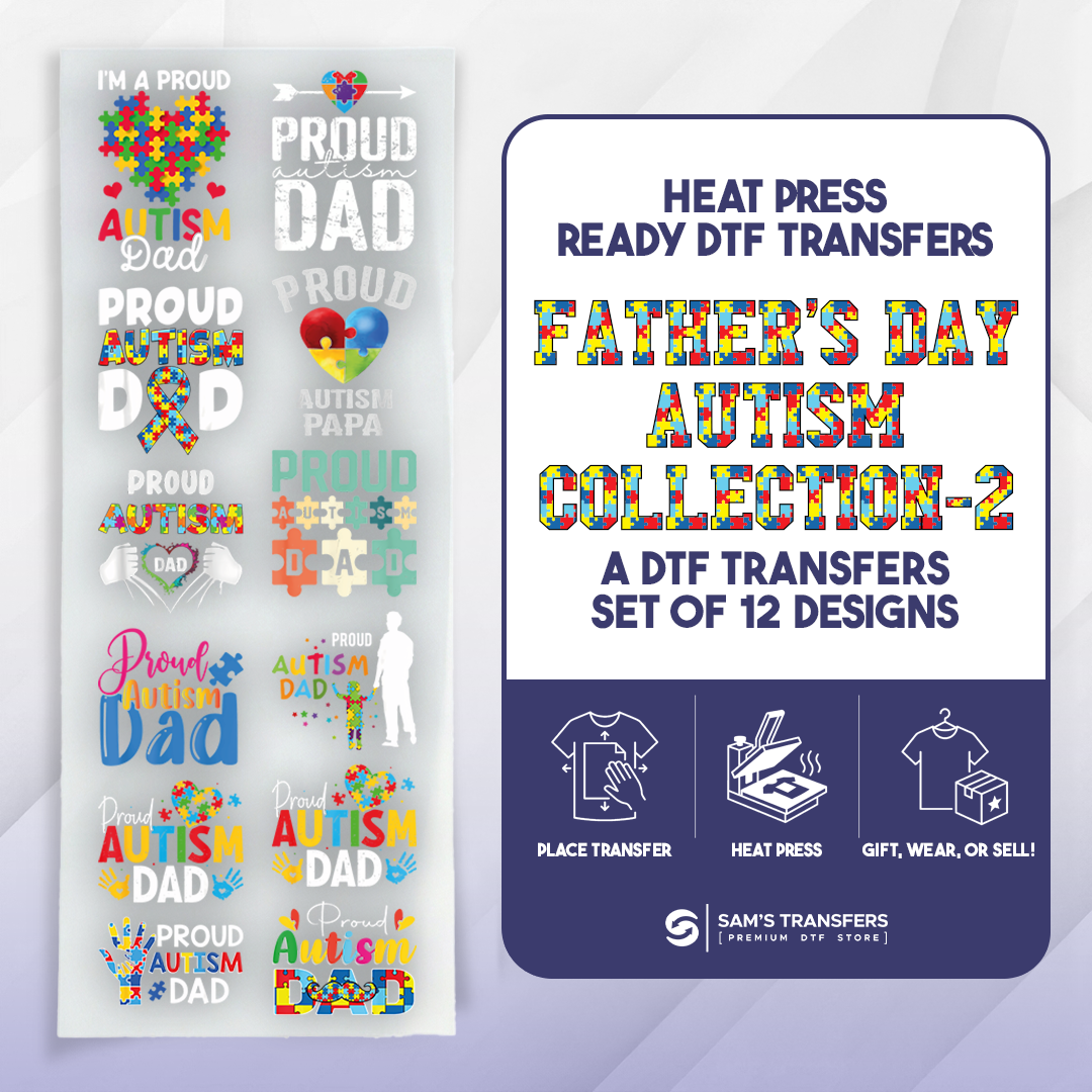 Fathers Day DTF Transfer Bundle | Best Seller Adult-size T-shirt Designs | Artboard_Autism_Dad_2