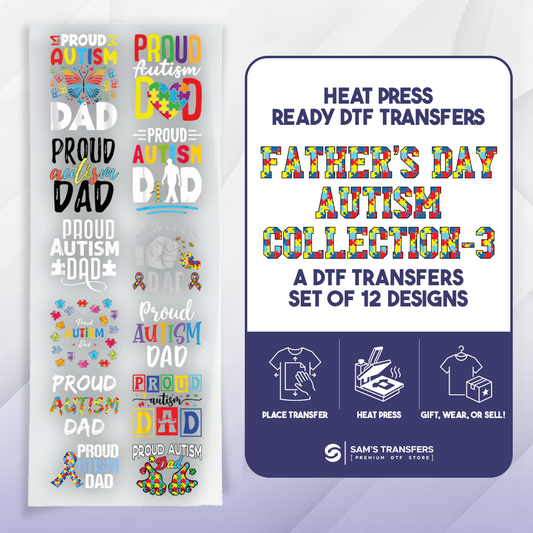 Fathers Day DTF Transfer Bundle | Best Seller Adult-size T-shirt Designs | Artboard_Autism_Dad_3