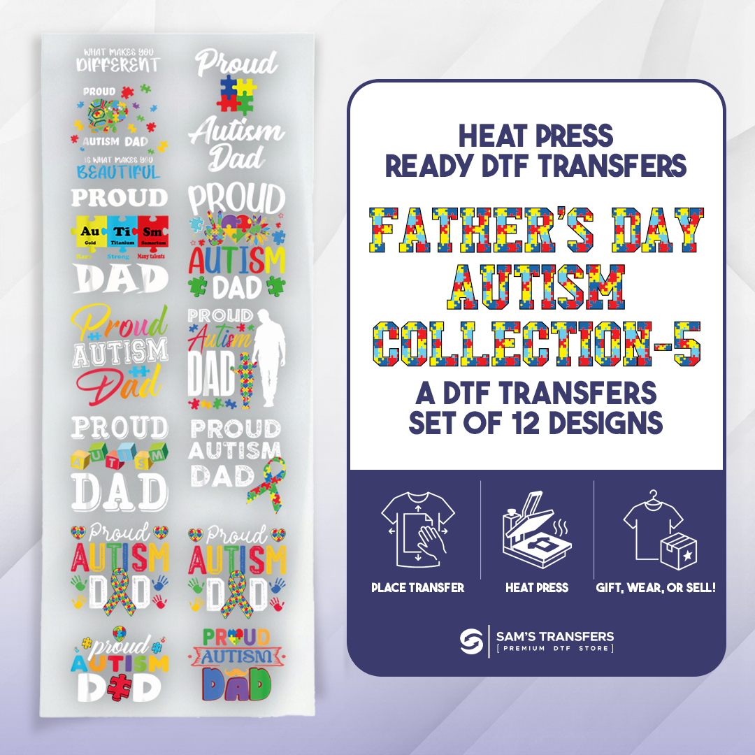 Fathers Day DTF Transfer Bundle | Best Seller Adult-size T-shirt Designs | Artboard_Autism_Dad_5