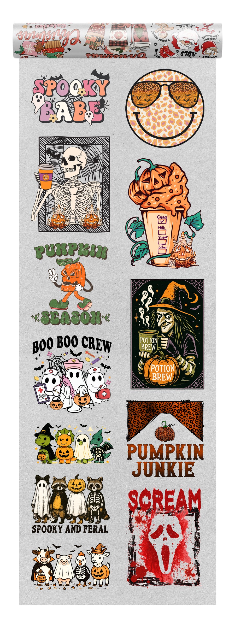 Retro Spooky Halloween DTF Transfer Bundle – 10 Cozy Fall & Pumpkin Season Designs