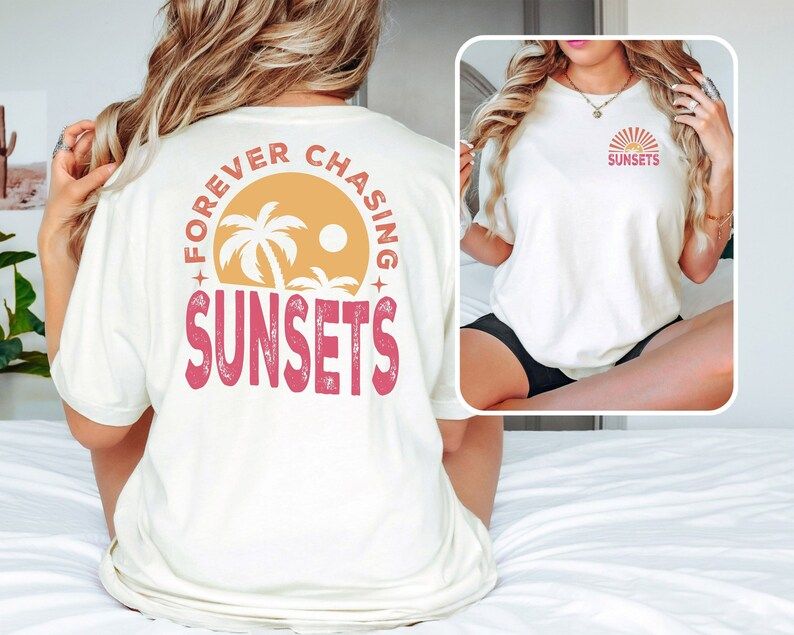 Summer DTF transfers from Sam's DTF Transfers in Texas - Forever Chasing Sunsets design