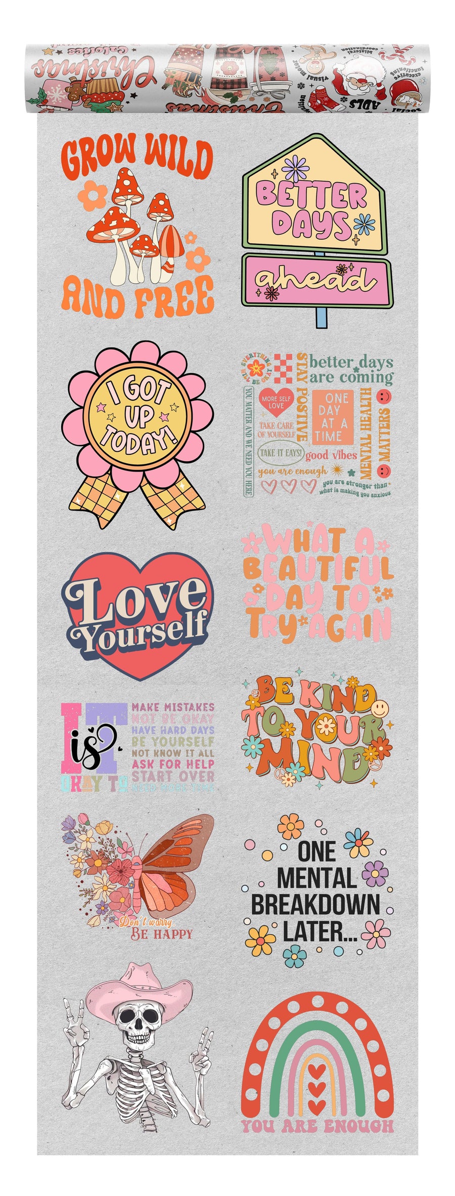 Mental Health DTF Transfer Bundle - 12 Ready-to-Press Positive & Motivational Designs