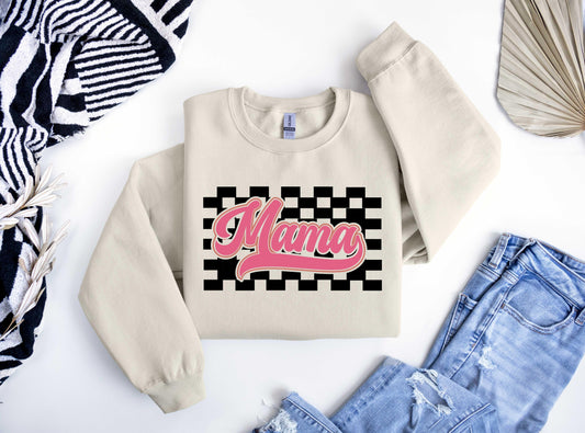 Checkered Pink Mama Ready-to-Press DTF Transfer - Sam's DTF Transfers