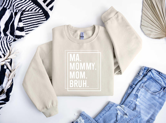 Minimalist MA MOMMY MOM BRUH (White Text) Ready-to-Press DTF Transfer - Sam's DTF Transfers